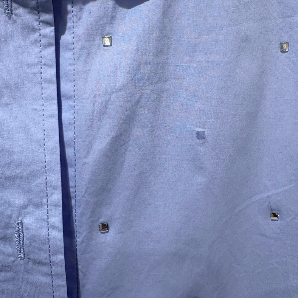 Frame Light  Blue Rhinestone Shirt - Picture 4 of 8